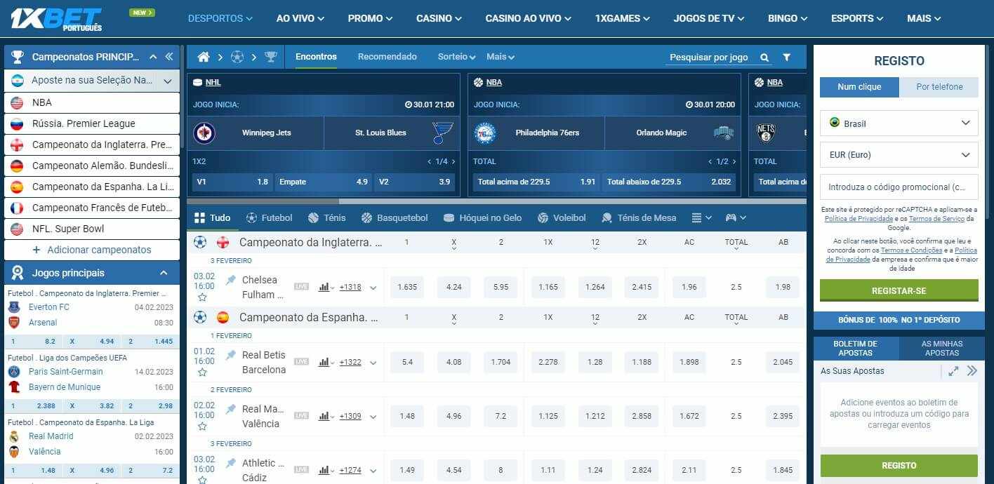 Apostas esportivas online na 1xBet