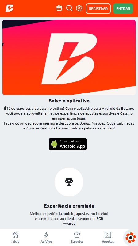 Baixe o aplicativo móvel da Betano