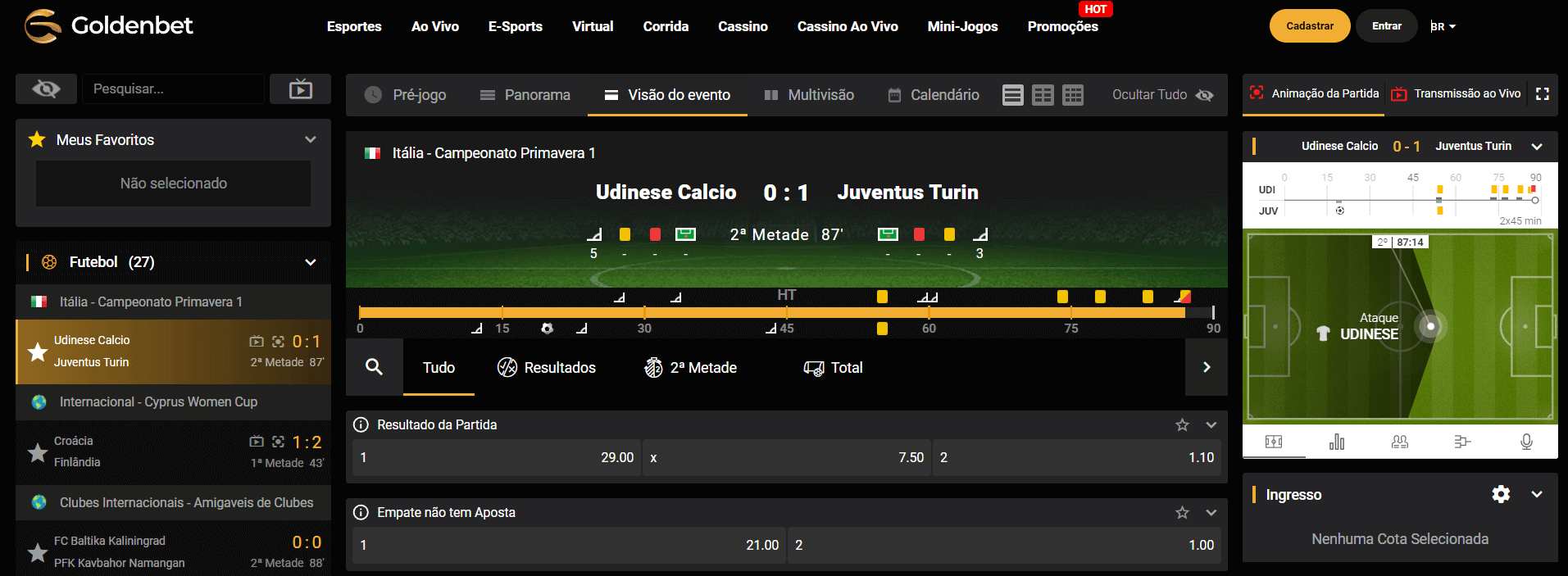 Goldenbet Apostas ao vivo