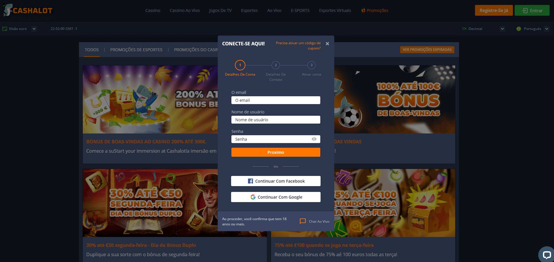 Cashalot.bet registro