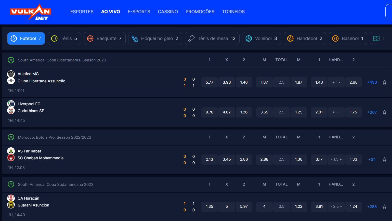 Vulkan Bet Apostas ao vivo