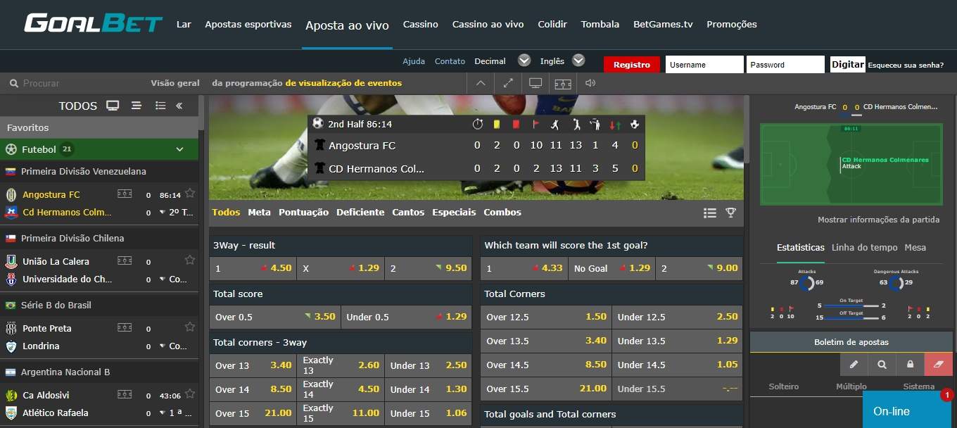 GoalBet Aposta ao vivo