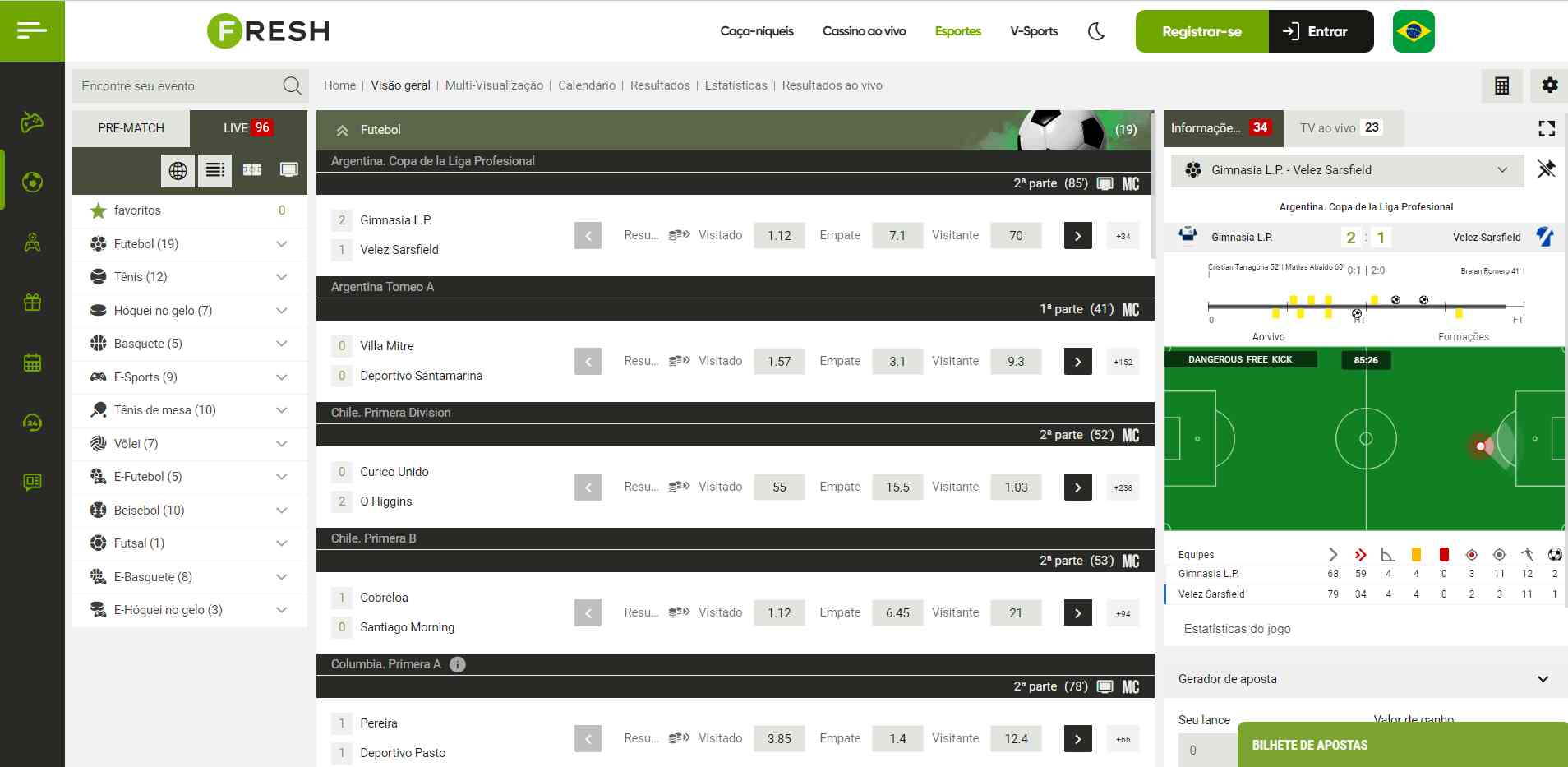 Fresh Casino Apostas ao vivo