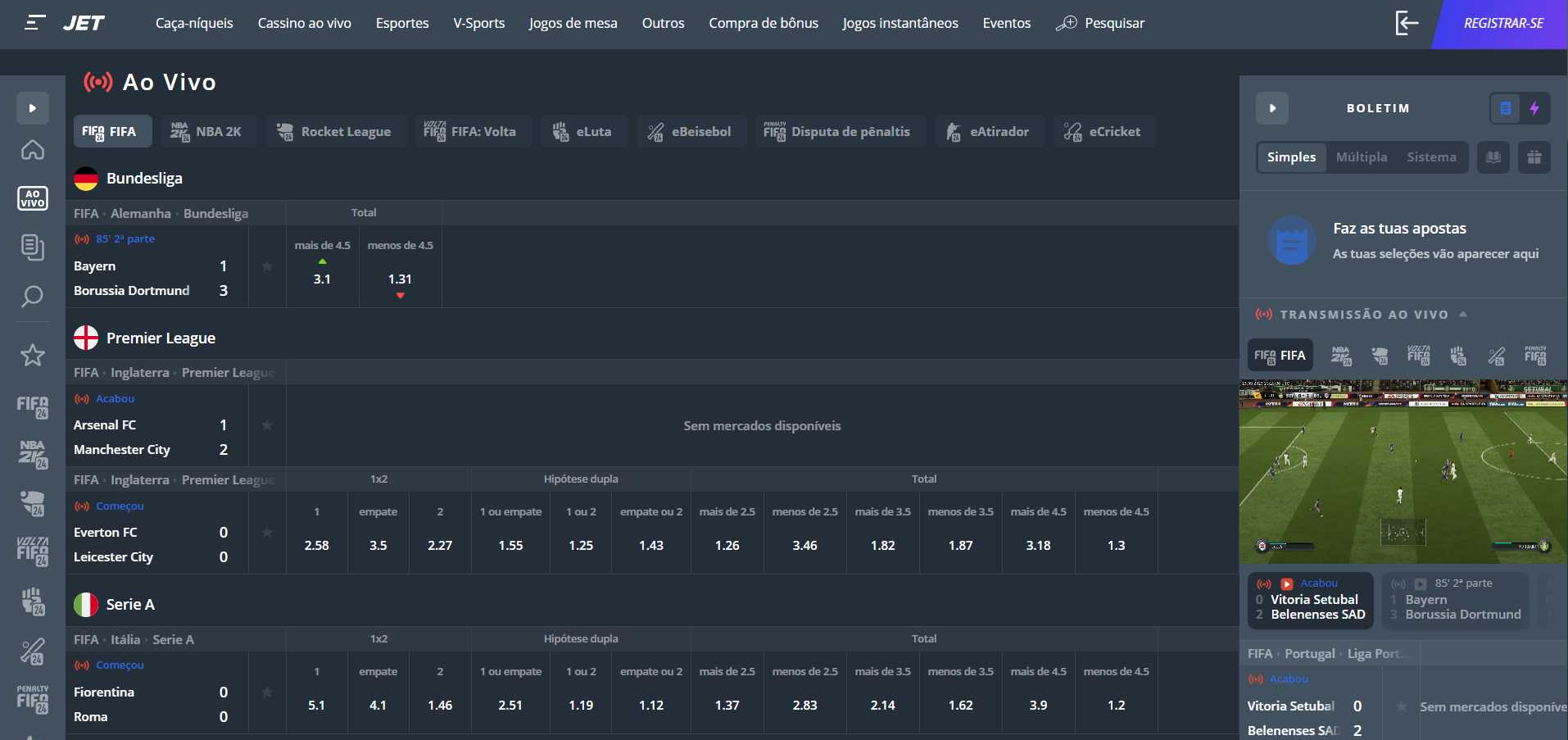 Jet Casino Apostas ao vivo