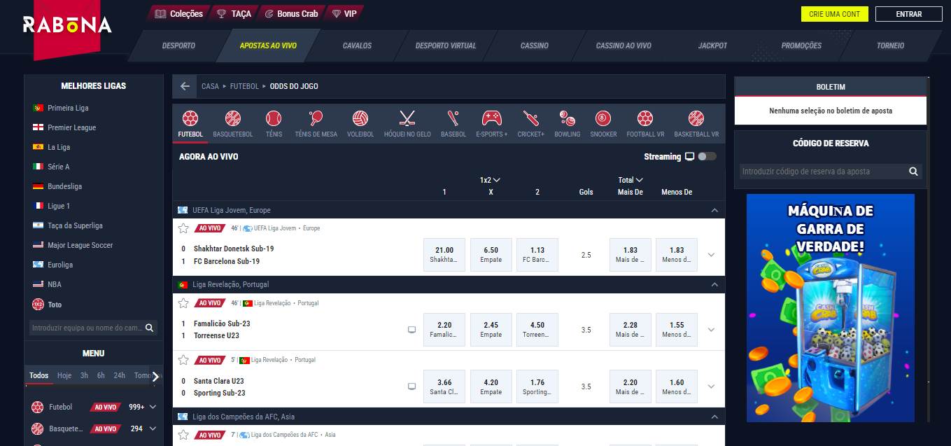 Rabona Live Betting PT