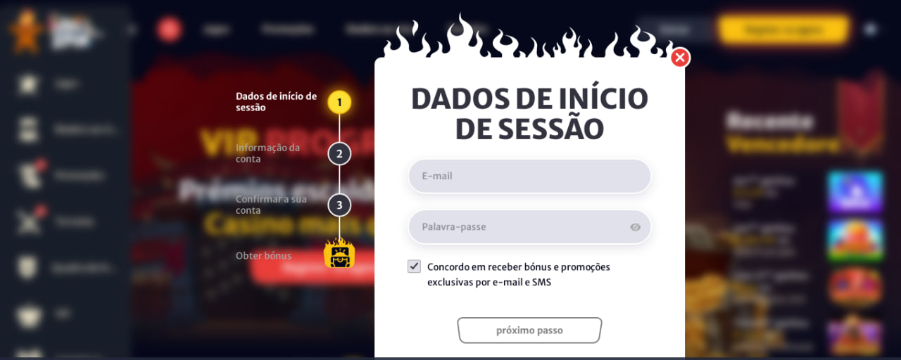 Registo no Hell Spin Casino