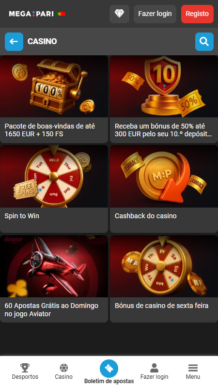 Bónus e Promoções Casino Megapari