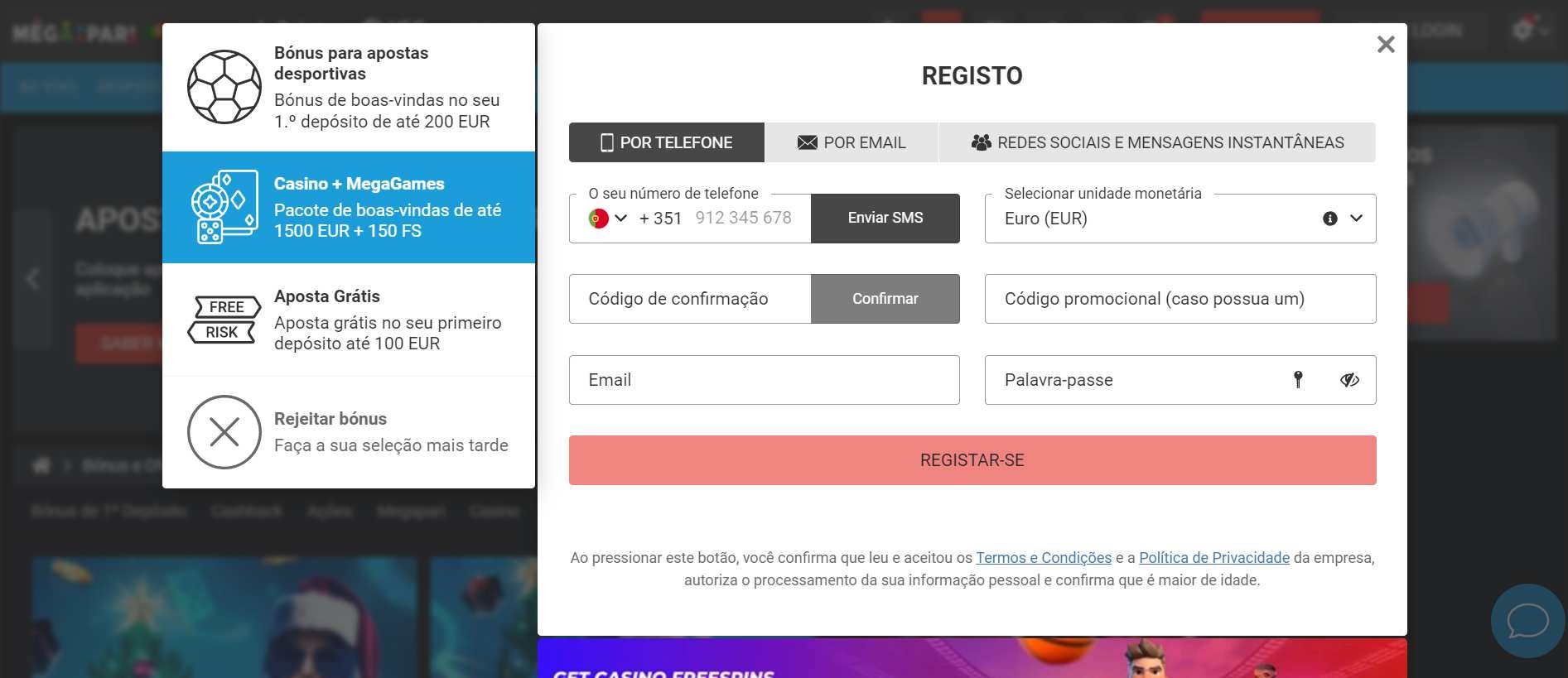 Megapari PT Análise do Casino