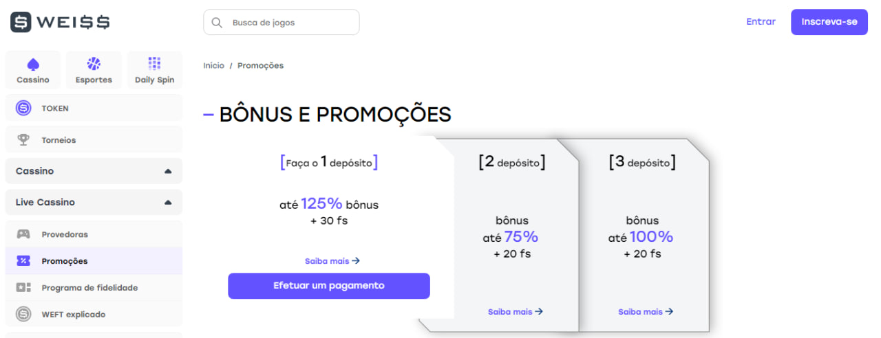 Bónus de Boas-Vindas da Weiss.bet