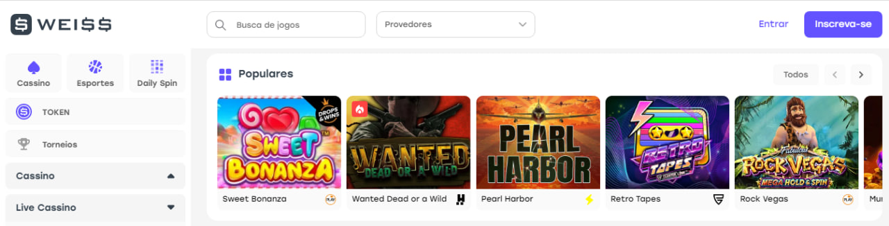 Variedade de jogos no Weiss