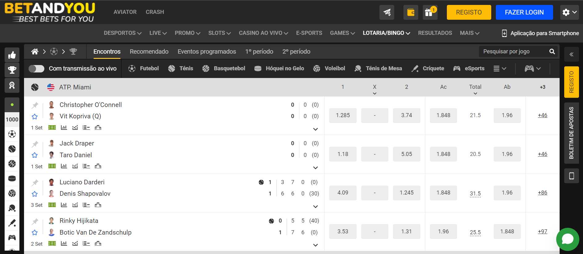 Apostas desportivas na BetAndYou 