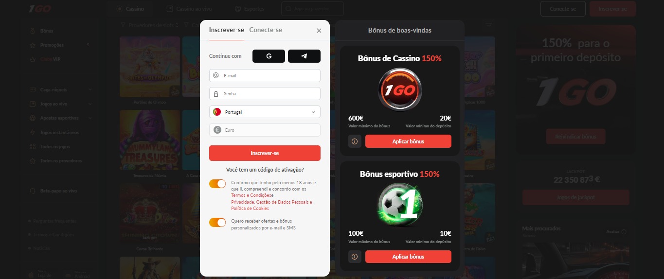 1GoCasino Registration Portugal, apostasdesportivas.tv