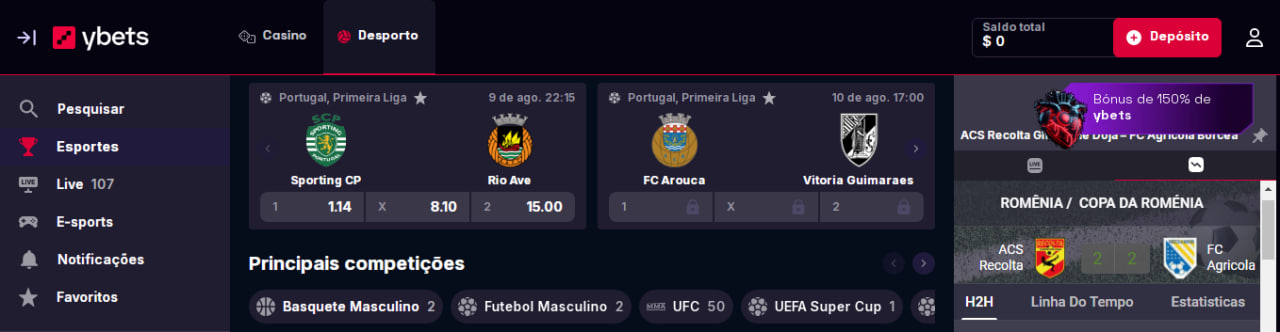 Apostas desportivas na Ybets