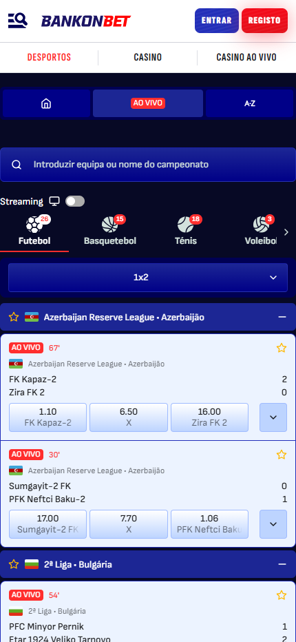 Bankonbet Live Sport Betting Portugal (mobile screen), apostasdesportivas