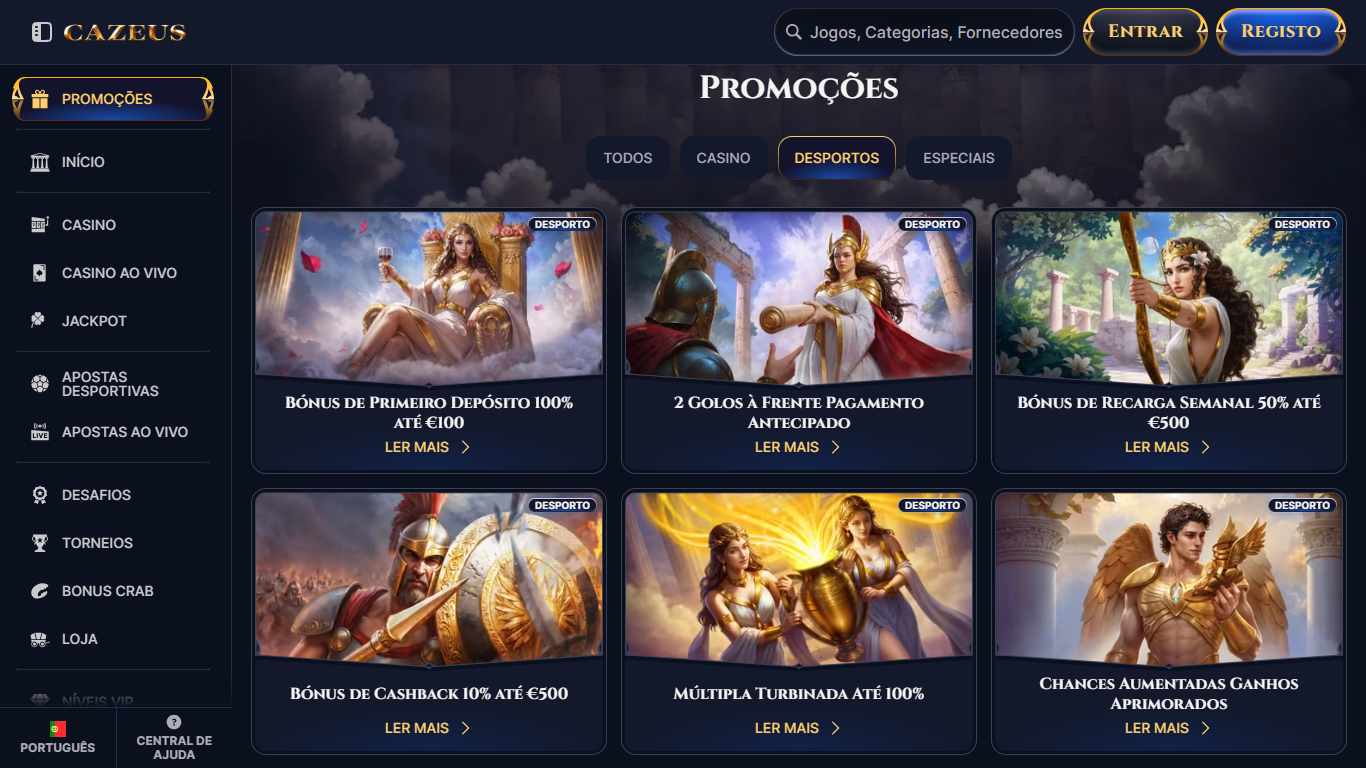 CaZeus Bookmaker Sport Bonuses Portugal, apostasdesportivas.tv