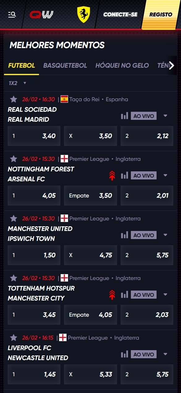 Apostas desportivas na Quickwin Portugal
