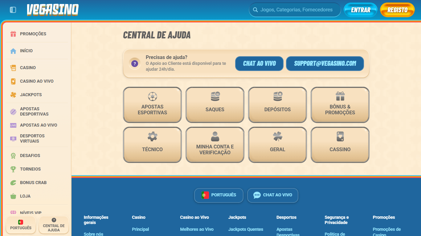 vegasino customer service