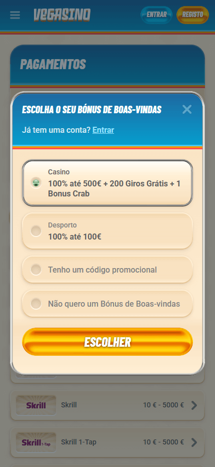 vegasino register step 1 mobile