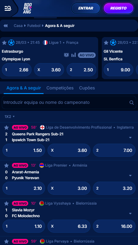 Boomerang-bet Bookmaker betting on football