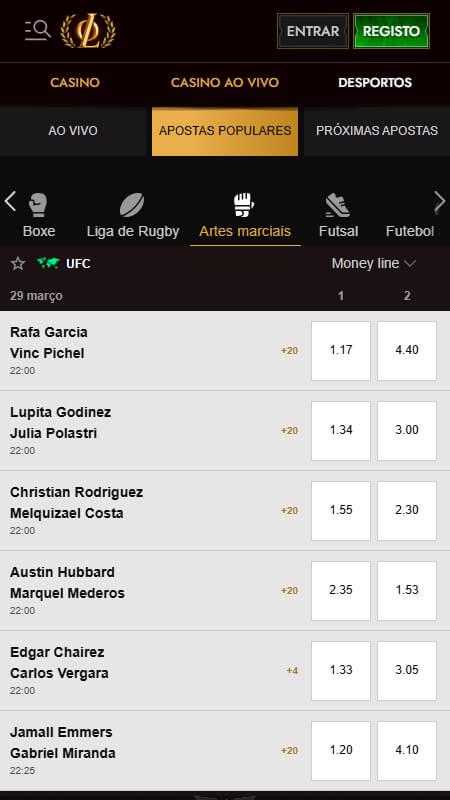 Legiano Bookmaker betting on martial arts