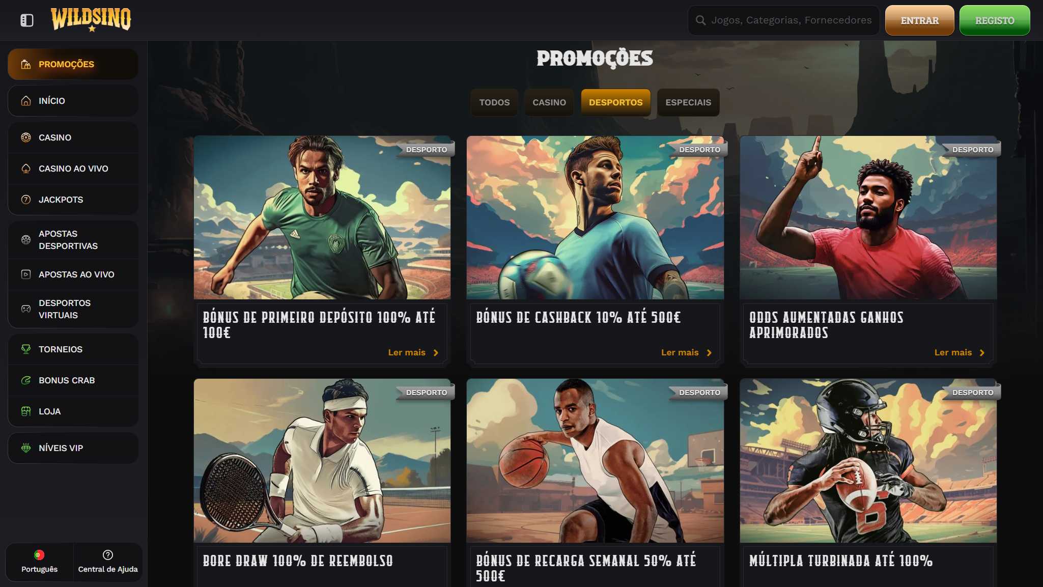 Wildsino Bookmaker Bónus Portugal, apostasdesportivas.tv