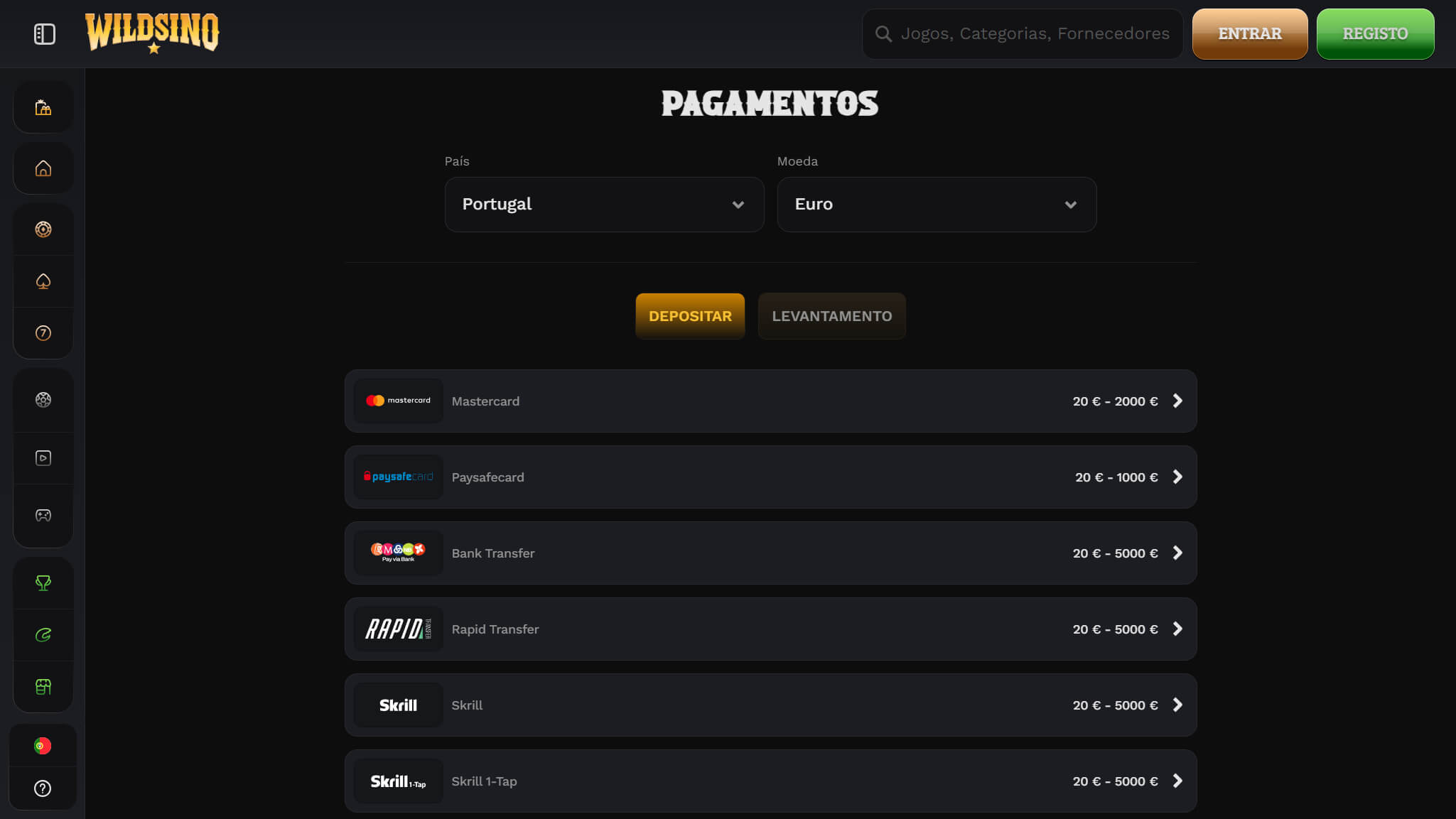 Wildsino Pagamentos Portugal, apostasdesportivas.tv