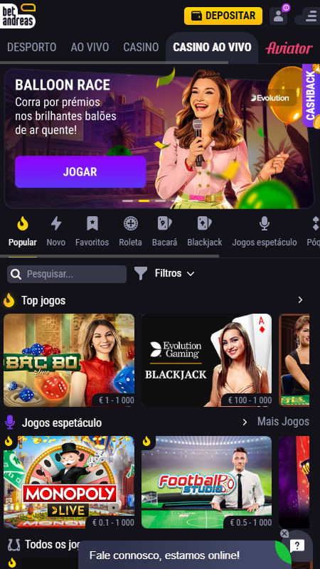 BetAndreas casino ao vivo
