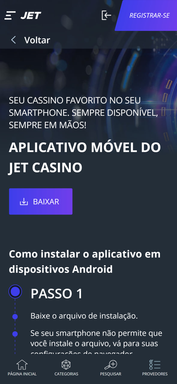 Jet Casino Portugal Aplicativo móvel