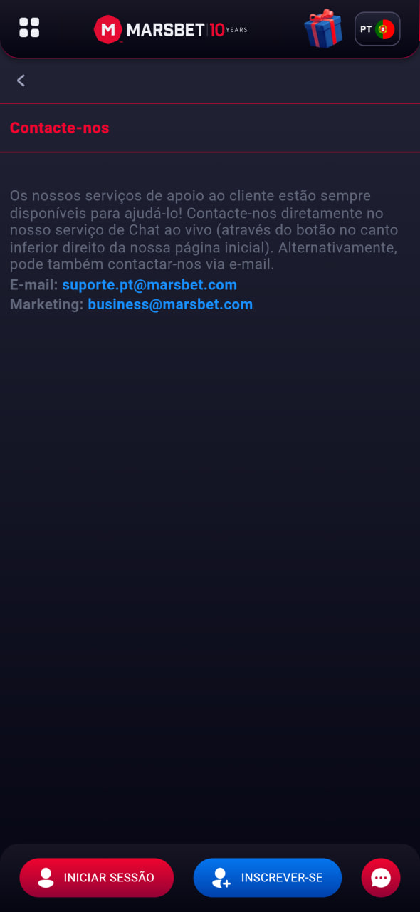 Marsbet Suporte técnico