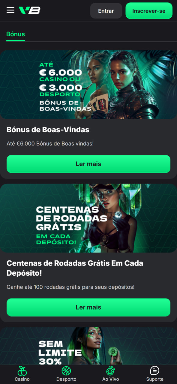 Bónus e promoções Vemapostar