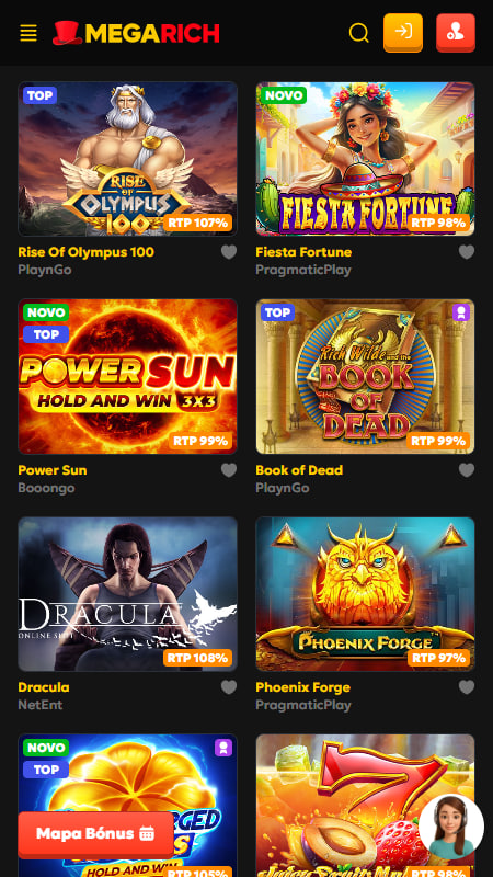 Software e Oferta de Jogos no Megarich