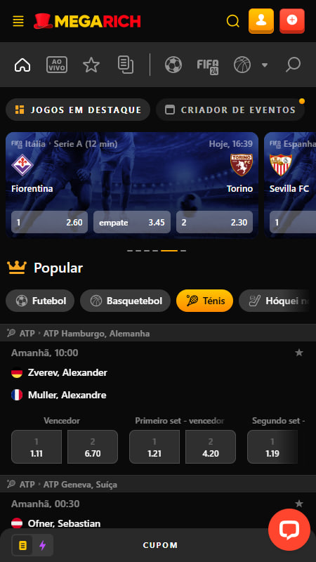 Apostas Desportivas na Megarich