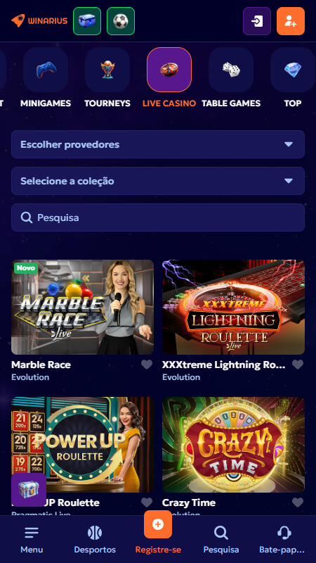 Winarius Live Casino