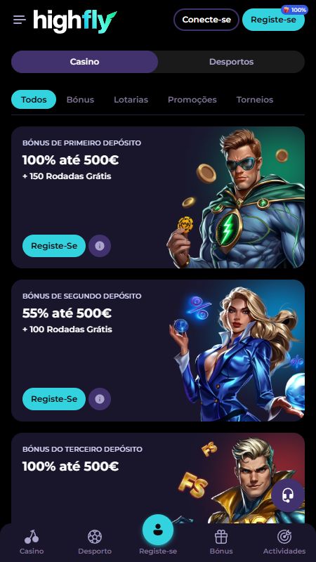 Página de promoções na HighFly