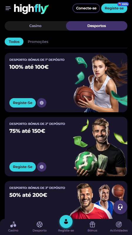 Página de promoções na HighFly