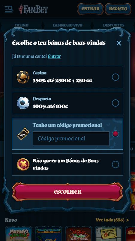 Criando uma conta na FamBet