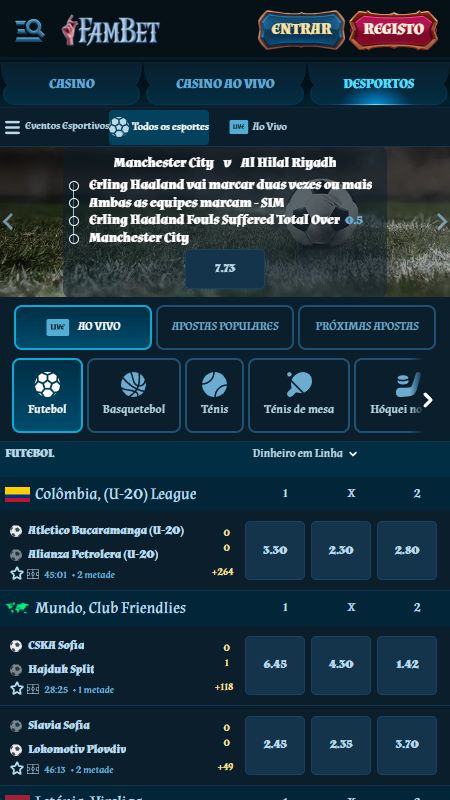 Apostas ao vivo na FamBet