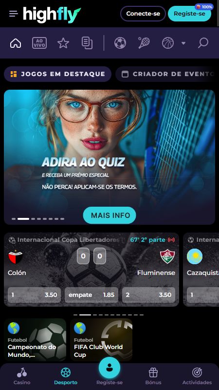 Seção de apostas esportivas online na HighFly