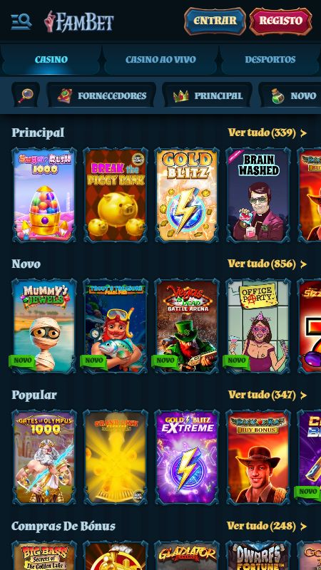 Seção de cassino online na FamBet