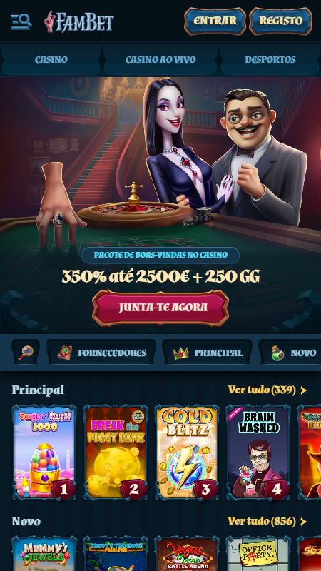 Página inicial da FamBet online