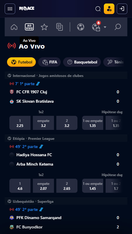 RioAce Bookmaker Portugal Apostas ao Vivo 