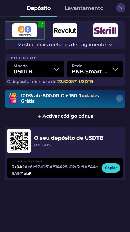 Seção de métodos de pagamento na HighFly