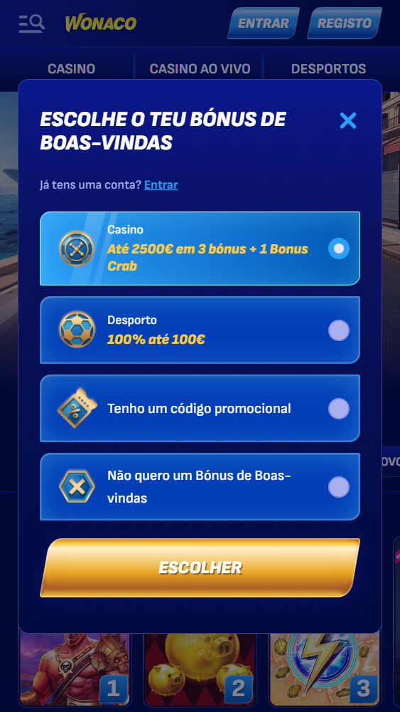 Wonaco registo casino