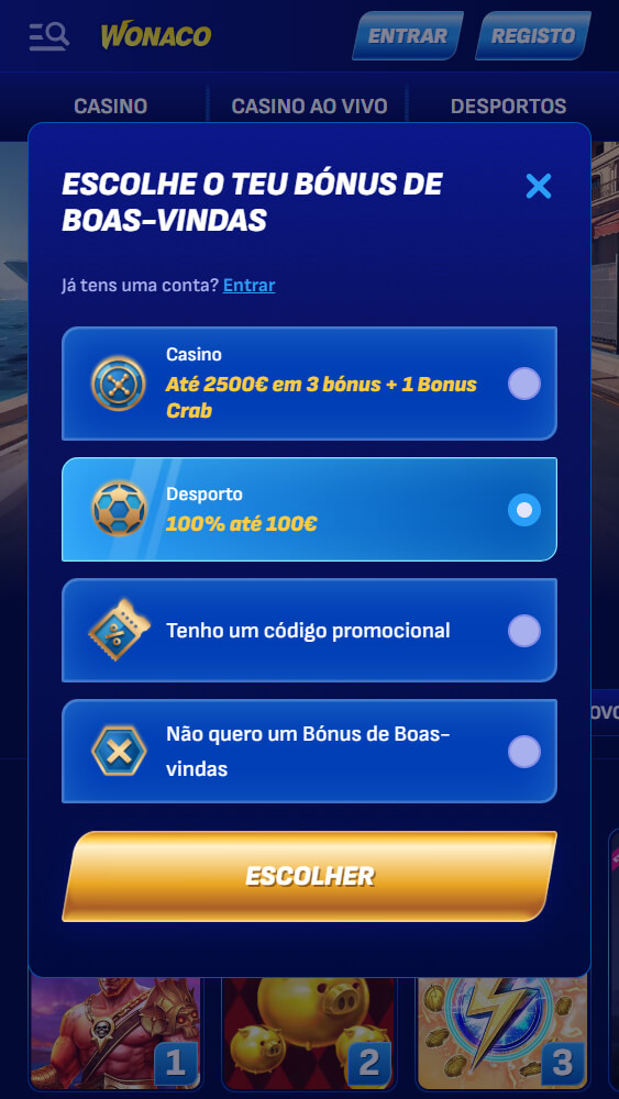 Wonaco registo bonos