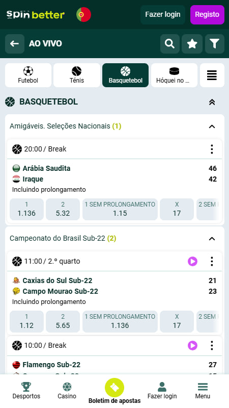 SpinBetter Bookmaker Apostas ao Vivo