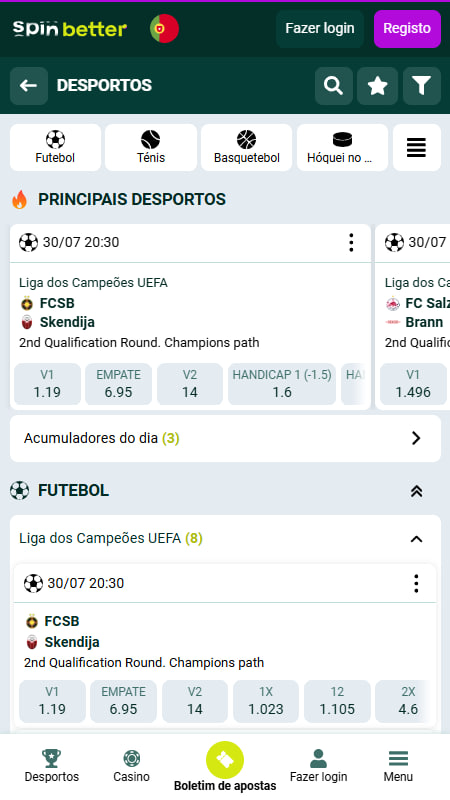 SpinBetter Bookmaker Apostas Desportivas