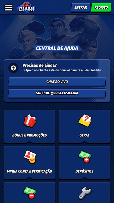 Centro de ajuda do BigClash