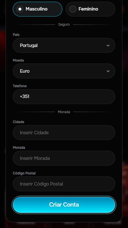 Criando uma conta na Revolition Casino