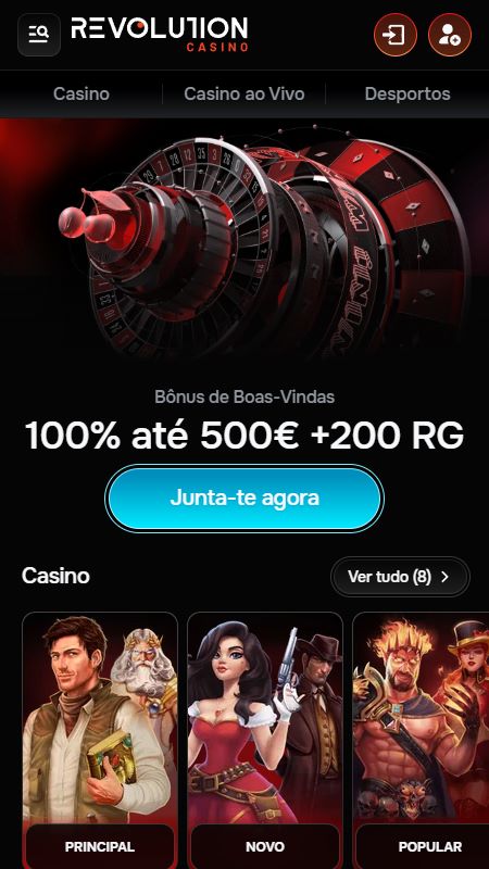 Página inicial da Revolition Casino online