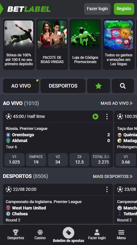 BetLabel Bookmaker main page